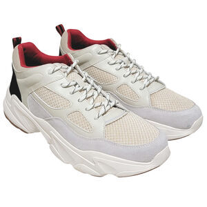 DKNY Men Steven Low Top Chunky Sneakers Size US 11.5 Off White Leather / Mesh